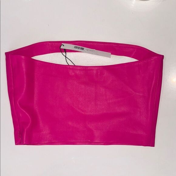 NWT Susana Monaco Faux Leather Cropped Tube Top Link Glow Large - Picture 4 of 10
